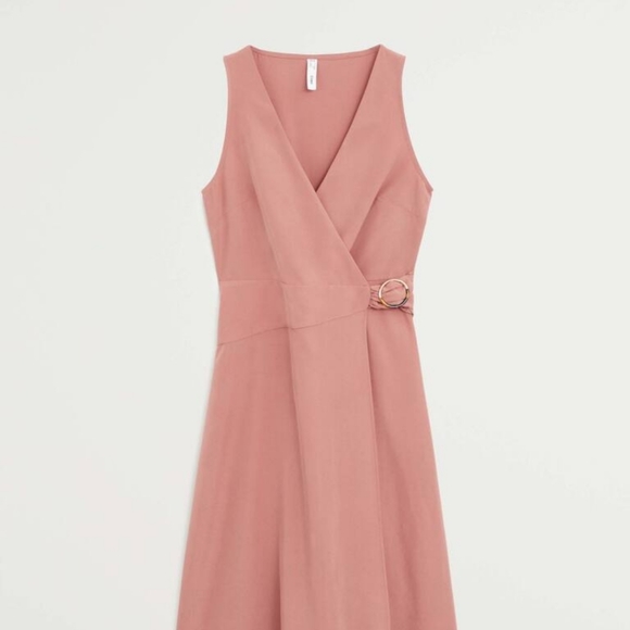 NEW WITH TAG MANGO CARA DRESS MUTED PINK SIZE 2 - Picture 1 of 9